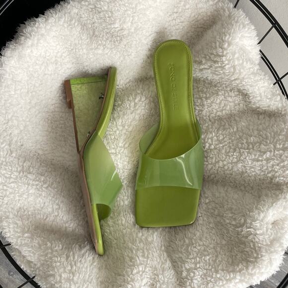 Song of Style Green PVC Leather Wedge Heel Slip On Studio Sandals - Picture 3 of 7